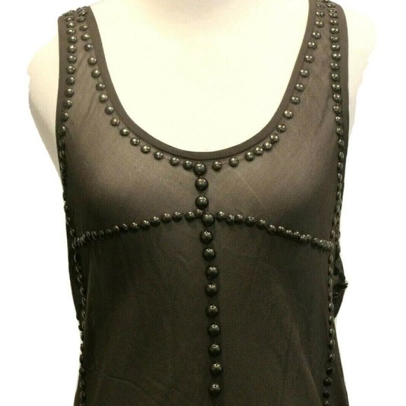 ISABEL MARANT Silk Gray Studded Mini Tank Dress - Picture 2 of 8